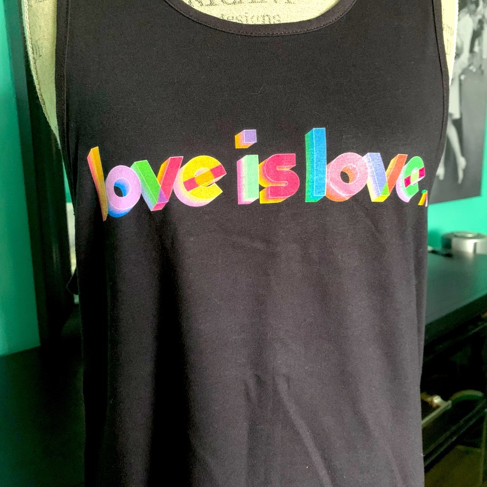 “Love is love” pride black rainbow multicolor tank